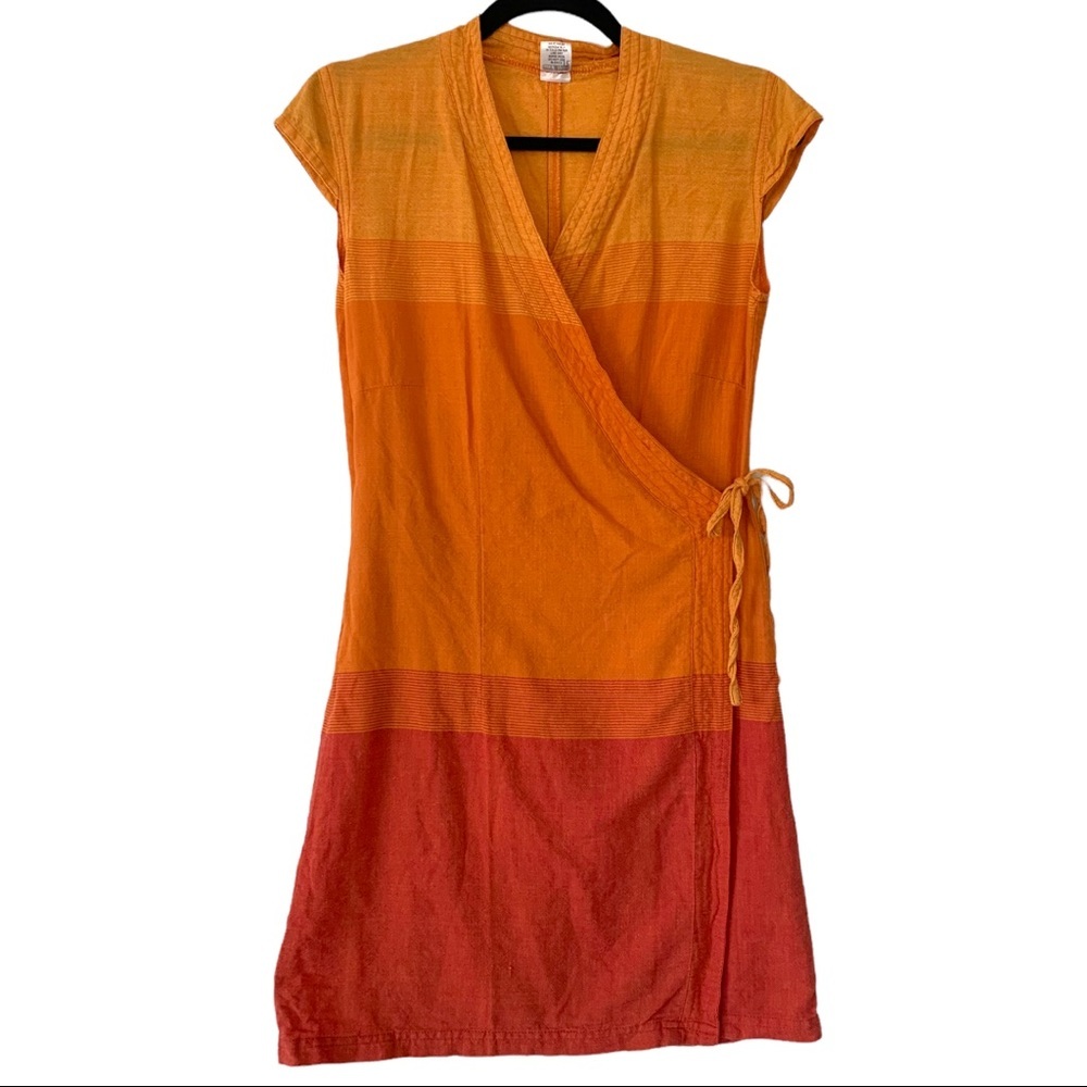 India Made Boho 100% Cotton Gradient Genuine Wrap Mini Dress Medium